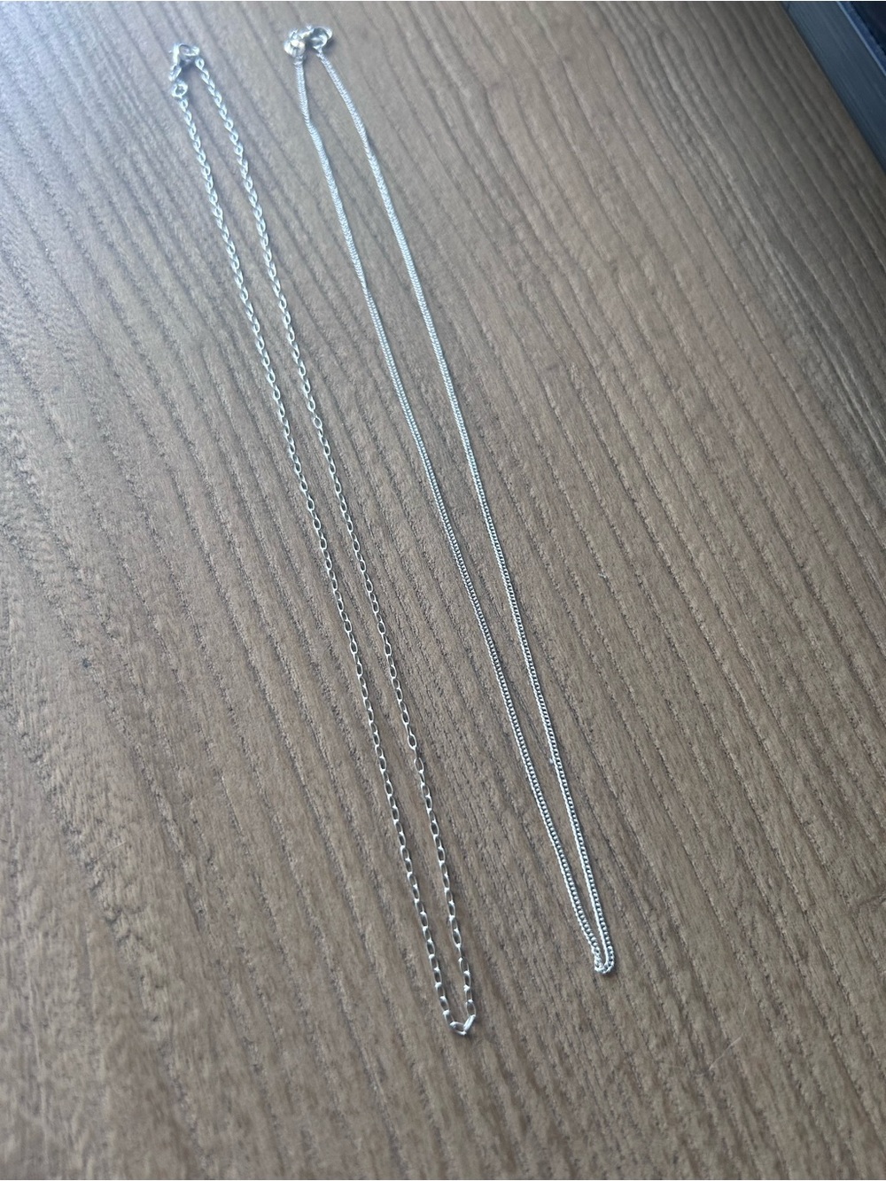 2 Pair Sterling Silver 925 Chain Necklace - Silver NEW